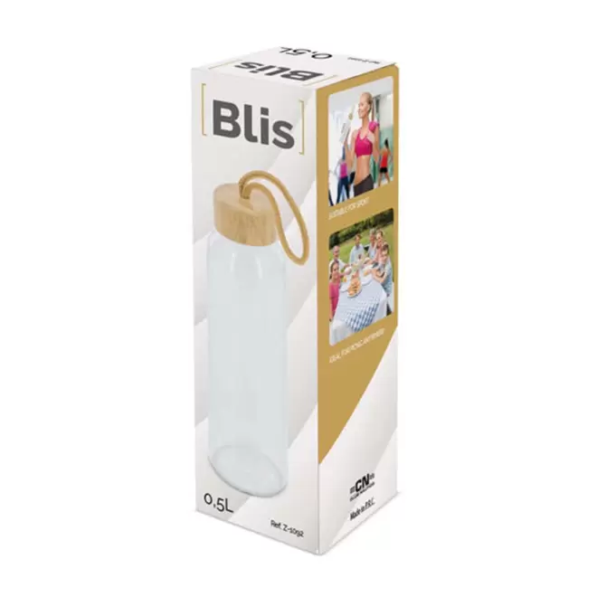 BOUTEILLE PERSONNALISABLE EN VERRE ET BAMBOU 500ML 'CULOA'
