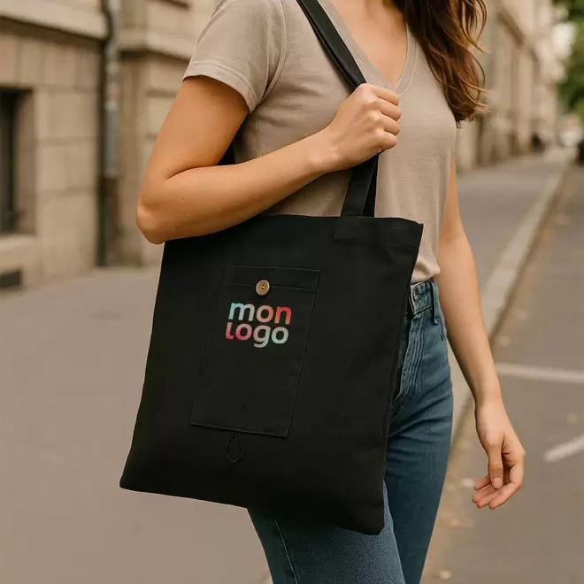 SAC EN COTON PLIABLE PERSONNALISABLE AVEC POCHE 'MADIA'