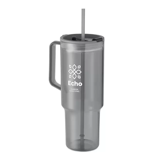 MUG RPET POIGNEE ET PAILLE 1.2L PERSONNALISABLE 'TRADRINK'