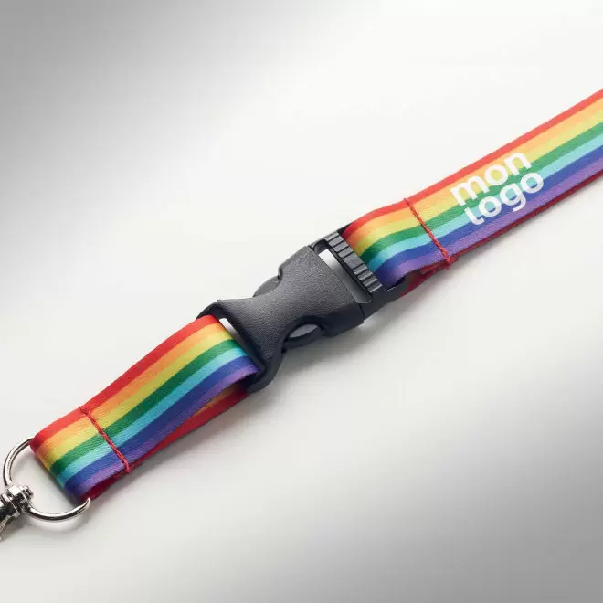 TOUR DE COU PERSONNALISABLE RPET ARC EN CIEL 'JOULYA'