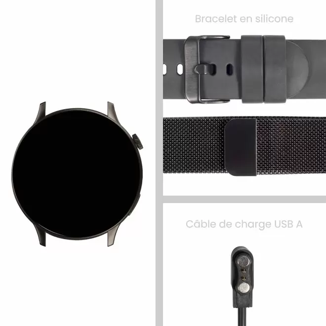 MONTRE CONNECTEE AVEC 2 BRACELETS PERSONNALISABLE 'STYLTY'