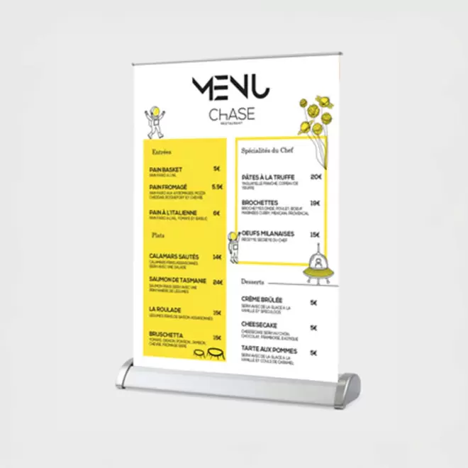 ROLL UP PORTE MENU DE TABLE A4 PERSONNALISABLE 'KASTEL'