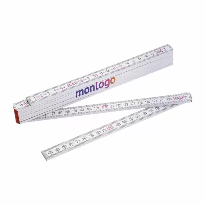 METRE PLIABLE PERSONNALISABLE BOIS BLANC 'MINESURA' 2M 4J