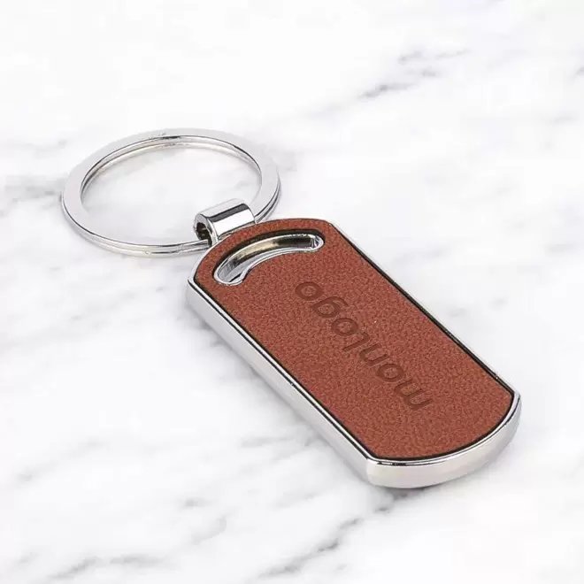 PORTE CLES PERSONNALISISE CUIR RECYCLE  'ANGELOS'