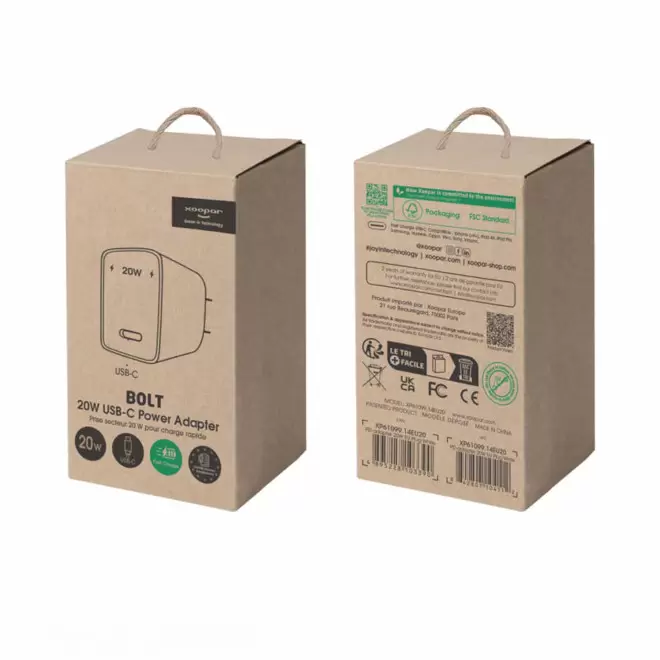 PRISE SECTEUR 20W PERSONNALISABLE 'BOLT'