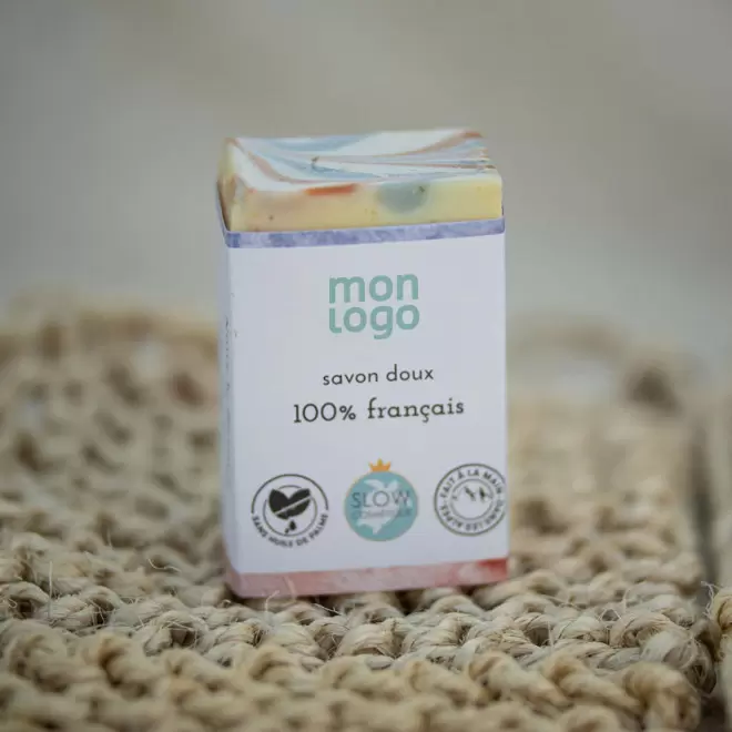 SAVON DOUX BIO 100G PERSONNALISE 'MOUSSING FRANCE' 