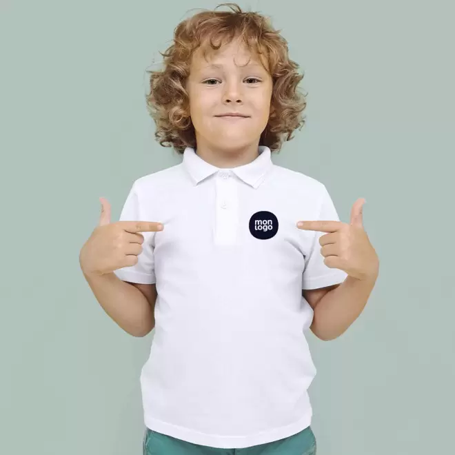 POLO ENFANT PERSONNALISABLE BLANC 'TERIM 180'