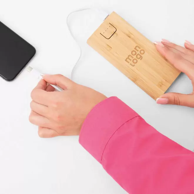 POWERBANK BAMBOU 10000 MAH PERSONNALISABLE 'POWERGREEN' 