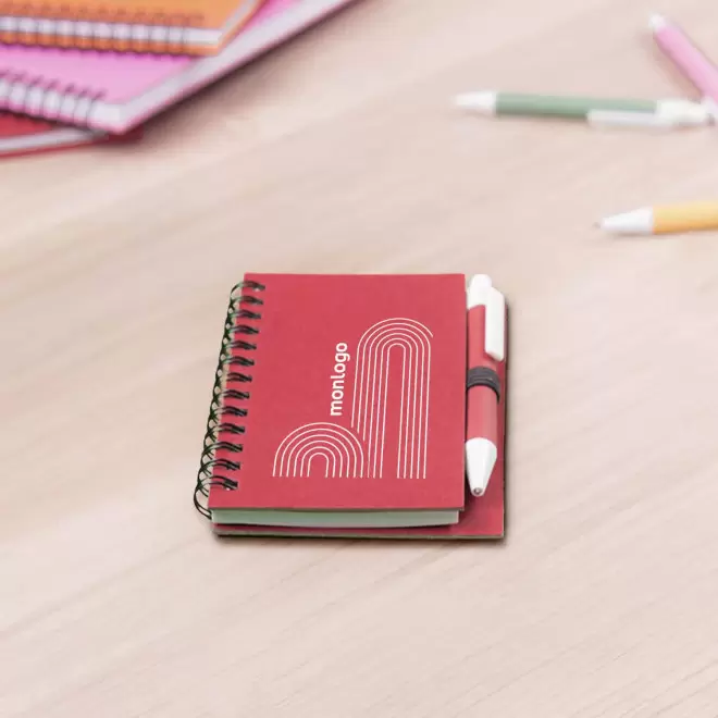 CARNET A SPIRALES AVEC STYLO PERSONNALISABLE 'CARLEY MINI'