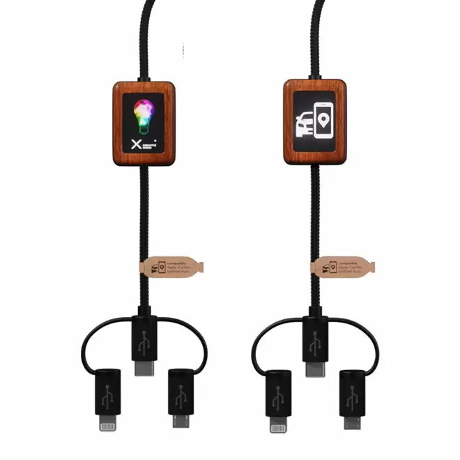 CÂBLE PERSONNALISABLE 3 EN 1 LOGO LUMINEUX 'KIPA CARPLAY'