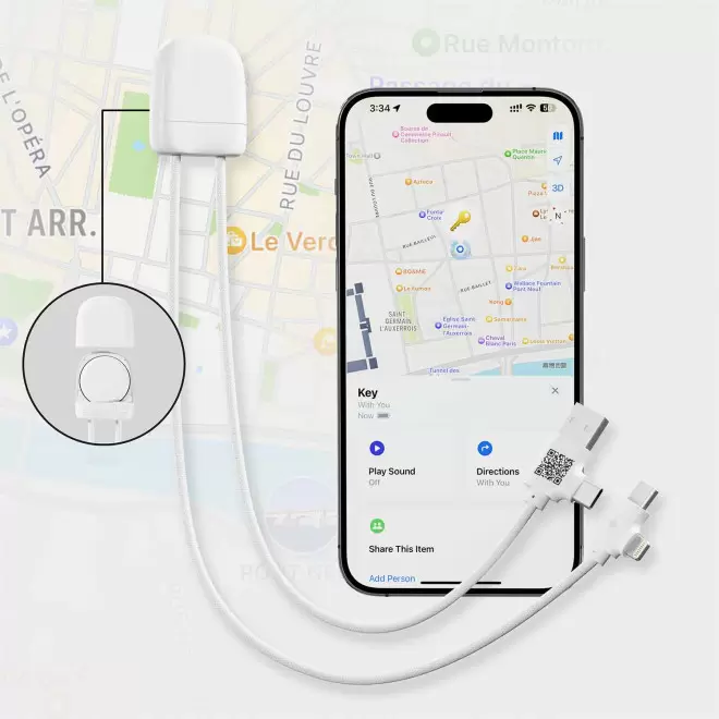 CABLE CHARGE CONNECTE BLUETOOTH® PERSONNALISABLE 'ICE TAG'