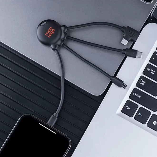 CABLE DE CHARGE 3 EN 1 PERSONNALISABLE 'OCTOPUS OCEAN'
