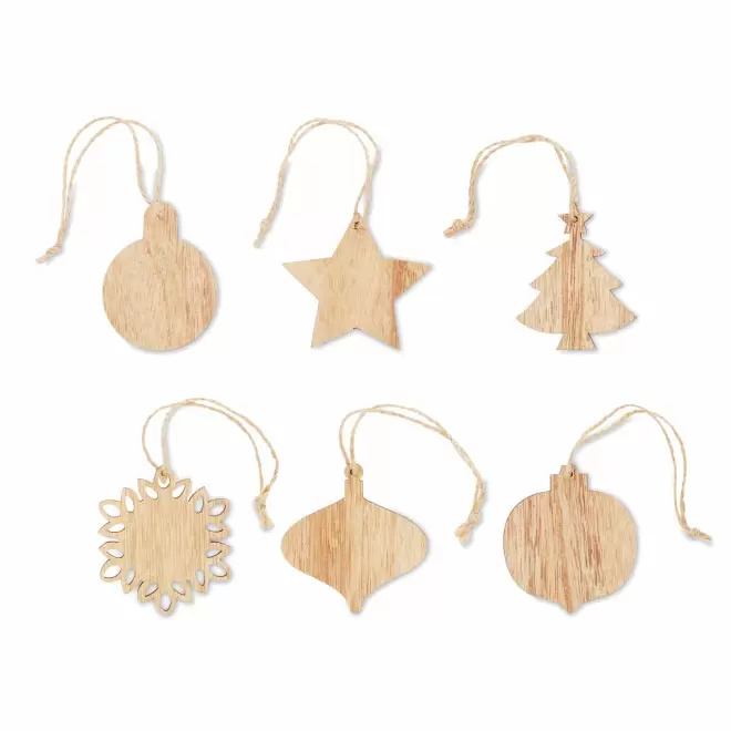 SET DE 6 ORNEMENTS BOIS PERSONNALISABLE 'HAYA'