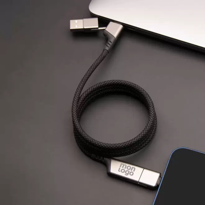 CABLE MAGNETIQUE PERSONNALISE 4 EN 1 100W 'MAGNETY'