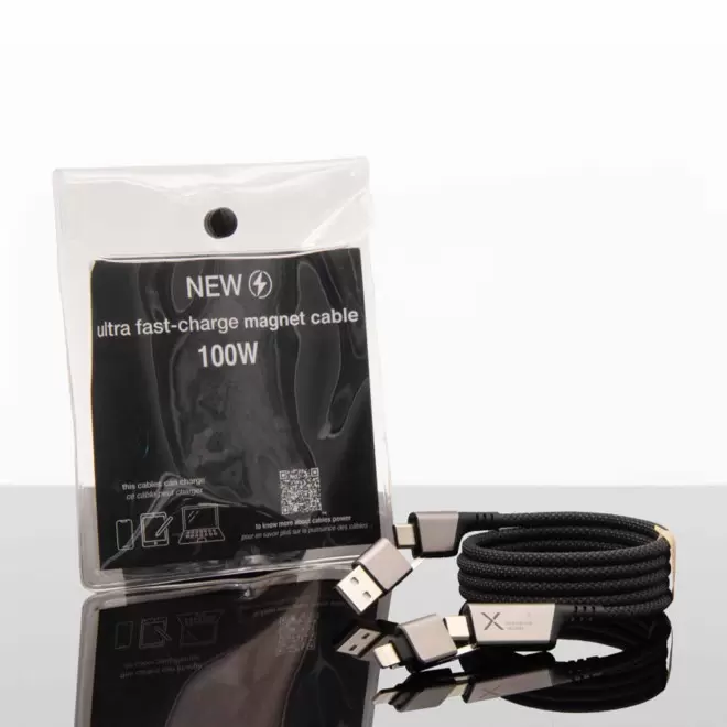 CABLE MAGNETIQUE PERSONNALISE 4 EN 1 100W 'MAGNETY'