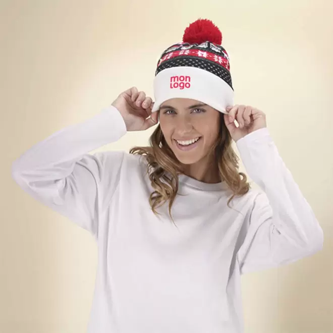 BONNET DE NOEL PERSONNALISABLE AVEC LED 'PLUMA'