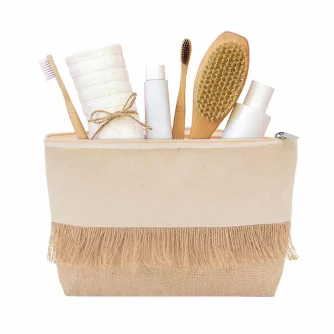 TROUSSE DE TOILETTE PERSONNALISE EN COTON ET JUTE 'LALO'