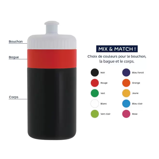 GOURDE DE SPORT 500ML PERSONNALISABLE 'TRAIL BAGUE'