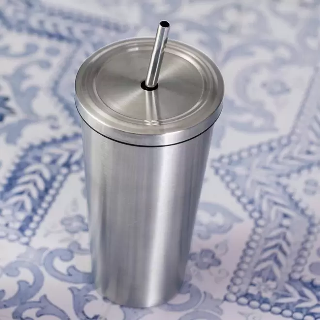 GOBELET ACIER AVEC PAILLE 600ML PERSONNALISABLE 'GODRINK'