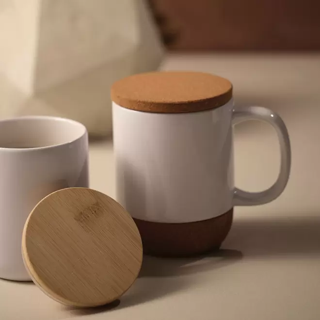 MUG CERAMIQUE ET LIÈGE PERSONNALISE 'STARTER COUVERCLE'