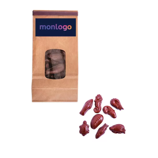 SACHET DE FRITURE CHOCOLAT BIO NOIR OU AU LAIT DE 100G PERSONNALISÉ LPCC® 'MIAM' - lait