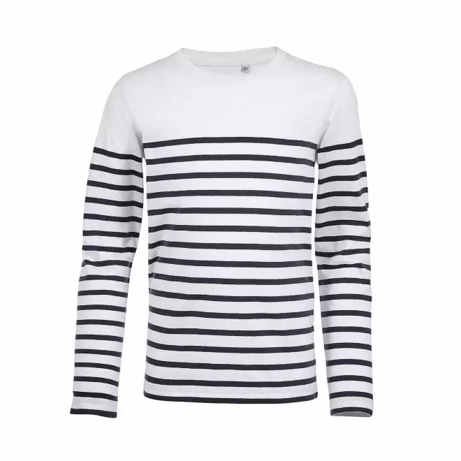 TEE-SHIRT PERSONNALISÉ RAYÉ ENFANT 'MATELOT' - blanc/marine
