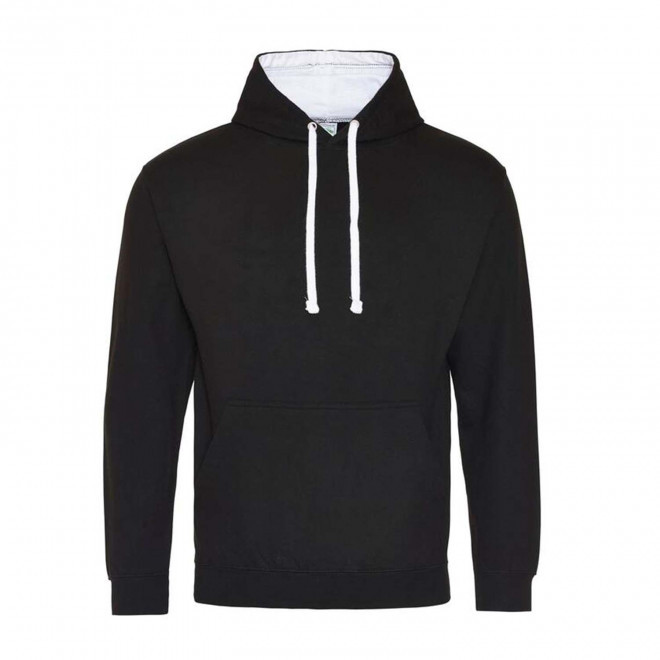 SWEAT-SHIRT A CAPUCHE MIXTE PERSONNALISÉ 'VARSITO' - noir/blanc