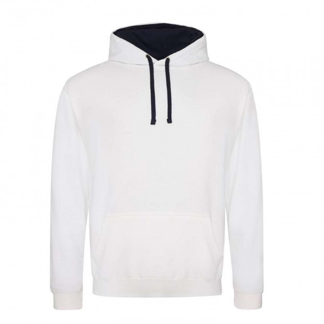 SWEAT-SHIRT A CAPUCHE MIXTE PERSONNALISÉ 'VARSITO' - blanc/navy