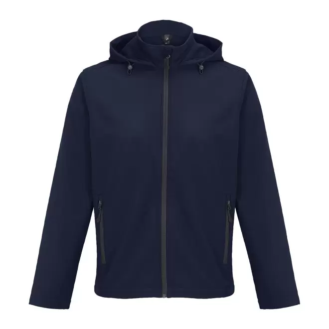 SOFTSHELL HOMME PERSONNALISEE 'RACE HOODED' - bleu marine