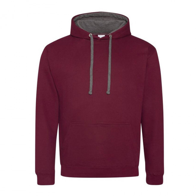 SWEAT-SHIRT A CAPUCHE MIXTE PERSONNALISÉ 'VARSITO' - bordeaux/charbon
