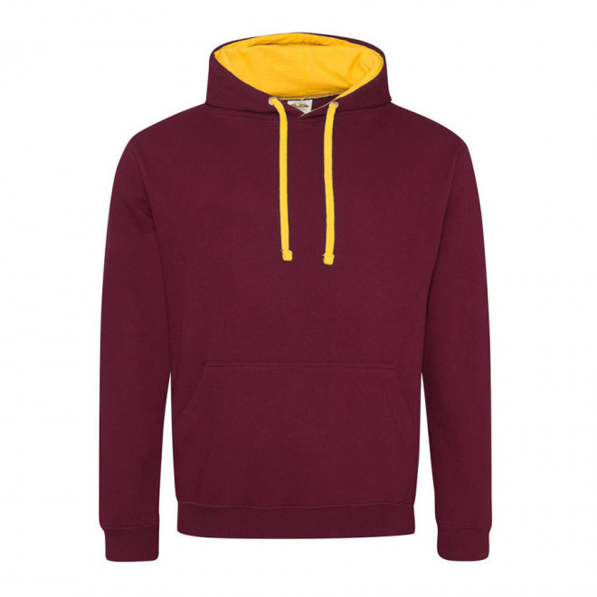 SWEAT-SHIRT A CAPUCHE MIXTE PERSONNALISÉ 'VARSITO' - bordeaux/doré