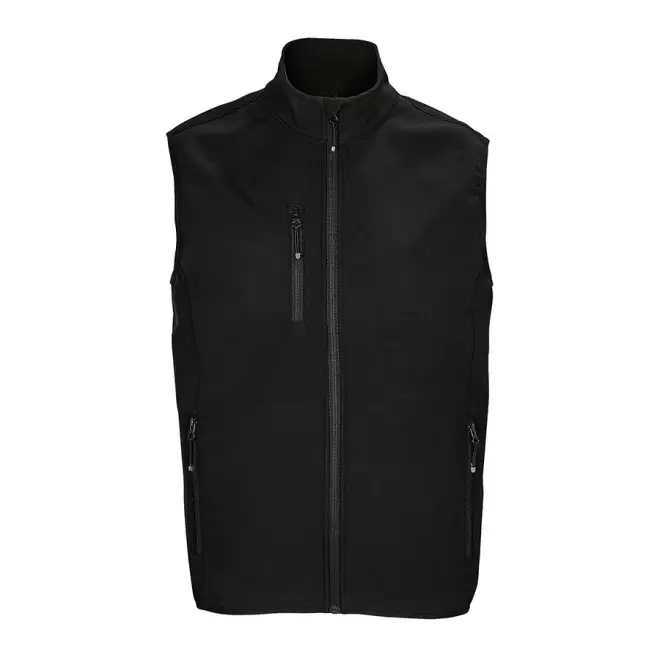 VESTE ZIPPÉE PERSONNALISÉE HOMME SOFTSHELL SANS MANCHES 'FALCON BW' - noir