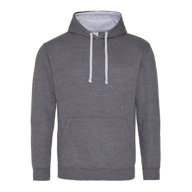 SWEAT-SHIRT A CAPUCHE MIXTE PERSONNALISÉ 'VARSITO' - charbon/gris chiné