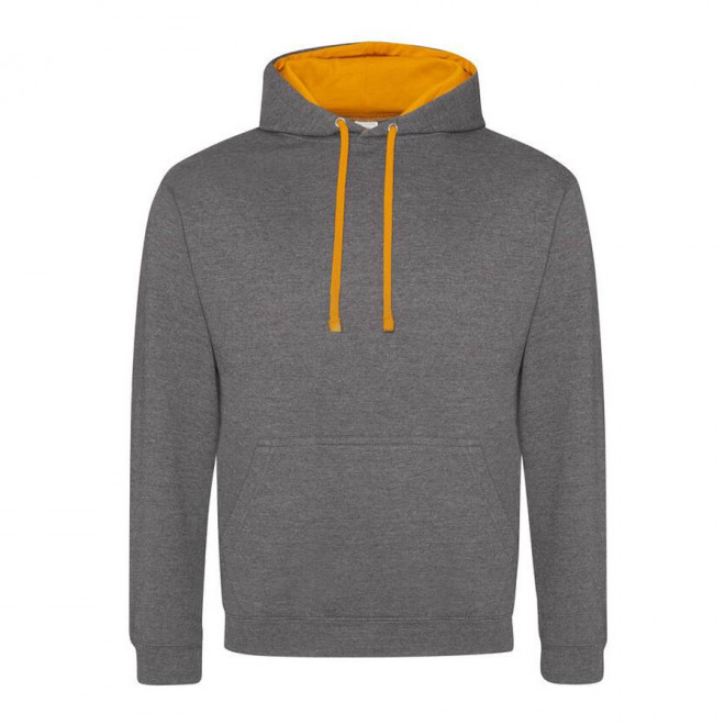 SWEAT-SHIRT A CAPUCHE MIXTE PERSONNALISÉ 'VARSITO' - charbon/orange
