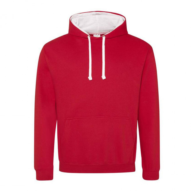 SWEAT-SHIRT A CAPUCHE MIXTE PERSONNALISÉ 'VARSITO' - rouge/blanc