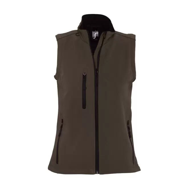 VESTE SANS MANCHES BODYWARMER SOFTSHELL FEMME 'RALLYE' 340 GR/M² - chocolat