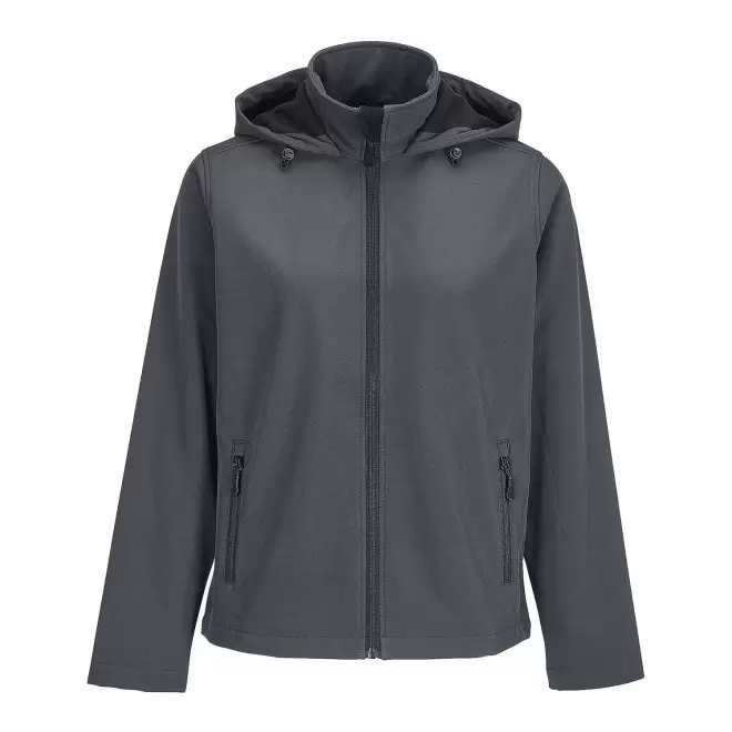 SOFTSHELL FEMME PERSONNALISEE 'RACE HOODED' - gris anthracite