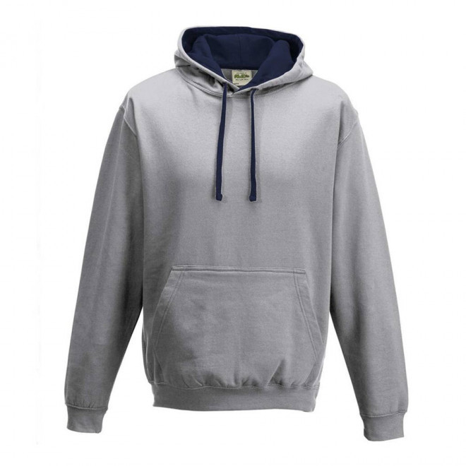 SWEAT-SHIRT A CAPUCHE MIXTE PERSONNALISÉ 'VARSITO' - gris chiné/navy
