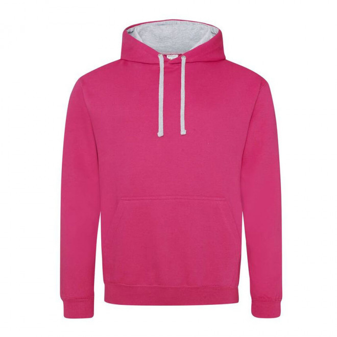 SWEAT-SHIRT A CAPUCHE MIXTE PERSONNALISÉ 'VARSITO' - rose/gris chiné