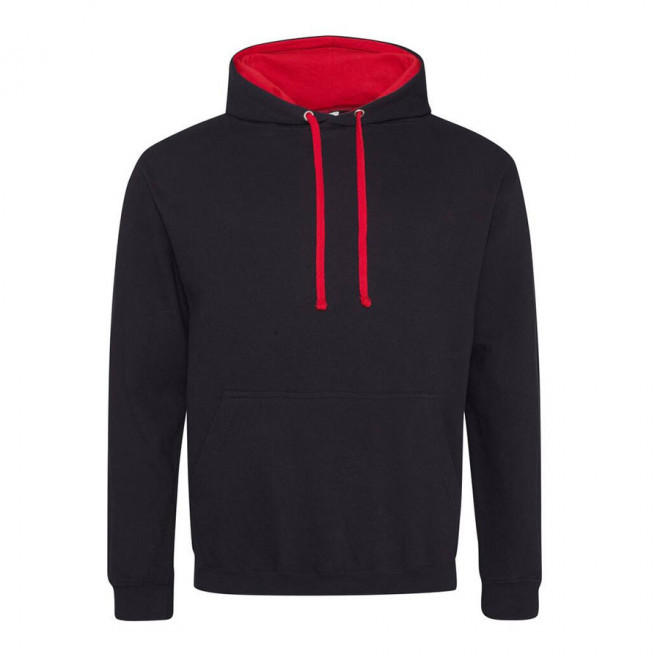 SWEAT-SHIRT A CAPUCHE MIXTE PERSONNALISÉ 'VARSITO' - noir/rouge