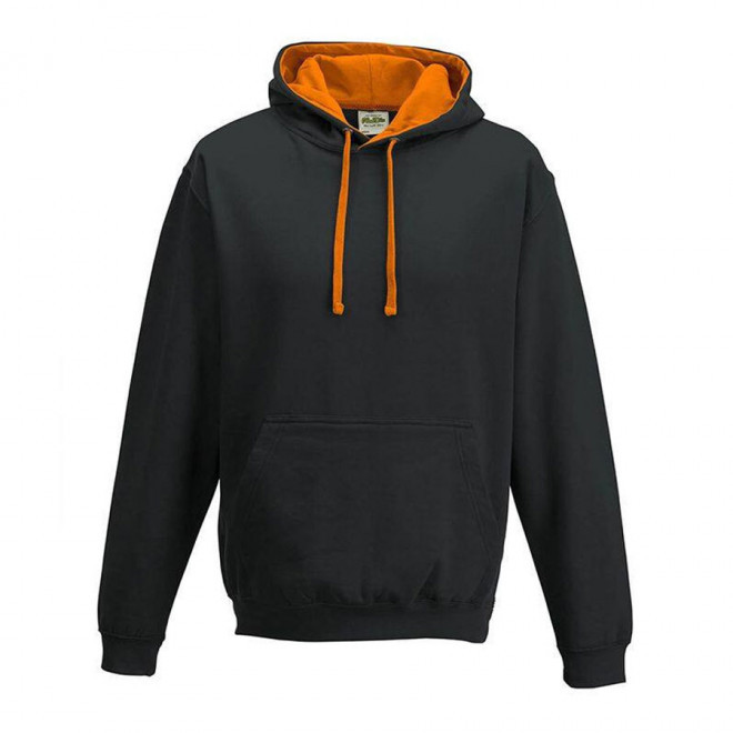 SWEAT-SHIRT A CAPUCHE MIXTE PERSONNALISÉ 'VARSITO' - noir/orange