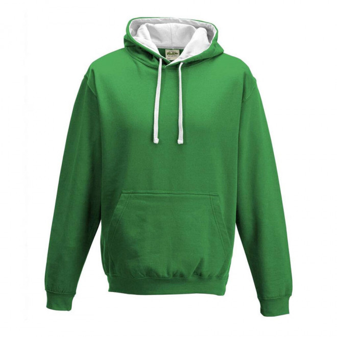 SWEAT-SHIRT A CAPUCHE MIXTE PERSONNALISÉ 'VARSITO' - vert/blanc