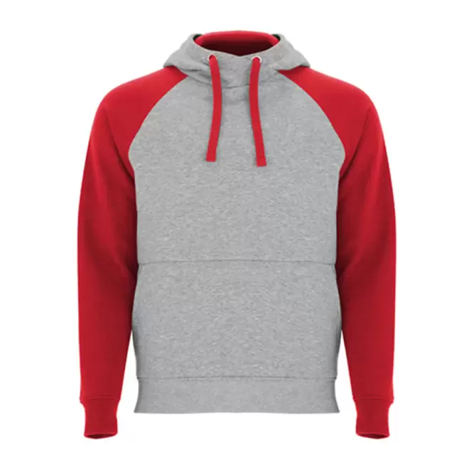 SWEAT-SHIRT A CAPUCHE PERSONNALISÉ 'RAPHAEL DUO' - gris/rouge