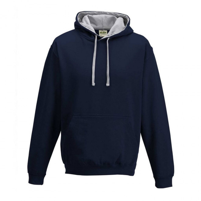 SWEAT-SHIRT A CAPUCHE MIXTE PERSONNALISÉ 'VARSITO' - navy/gris chiné