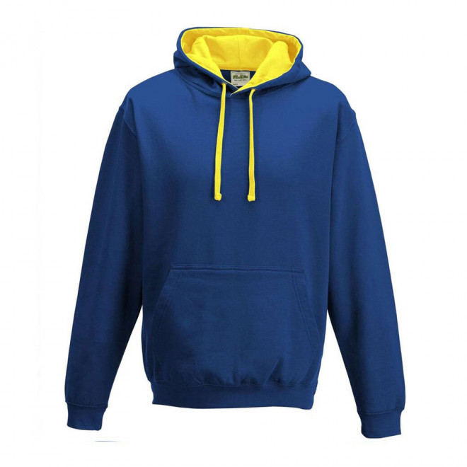 SWEAT-SHIRT A CAPUCHE MIXTE PERSONNALISÉ 'VARSITO' - bleu royal/jaune