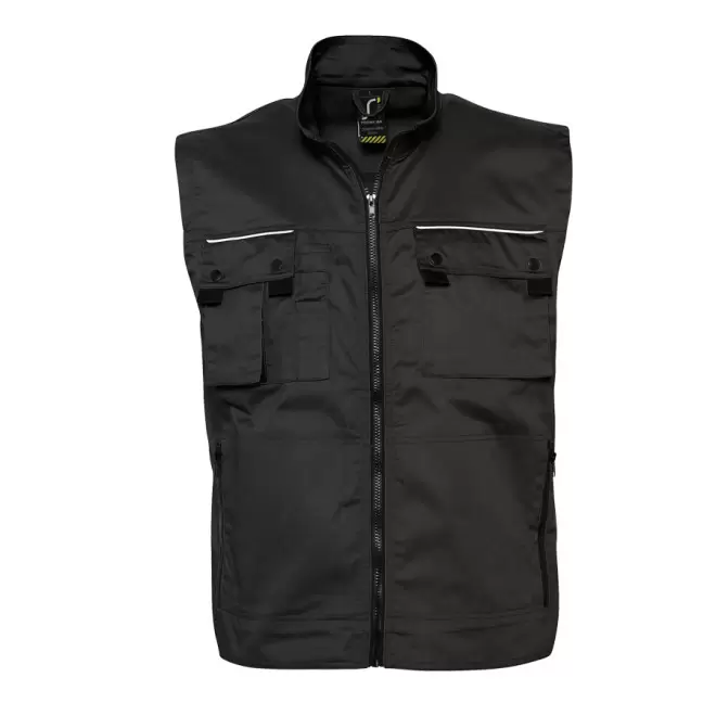 BLOUSON PERSONNALISABLE SANS MANCHES WORKWEAR MIXTE 'ZENITH PRO' - noir