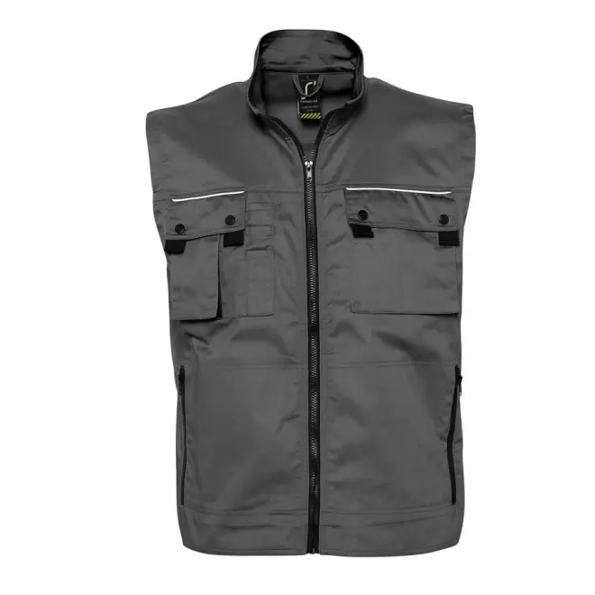BLOUSON PERSONNALISABLE SANS MANCHES WORKWEAR MIXTE 'ZENITH PRO' - gris foncé