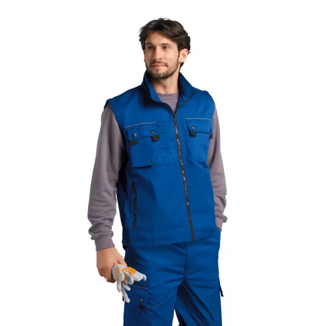 BLOUSON PERSONNALISABLE SANS MANCHES WORKWEAR MIXTE 'ZENITH PRO' - bleu