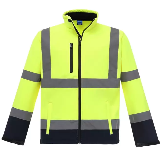 VESTE PERSONNALISABLE SOFTSHELL HAUTE VISIBLITÉ YOKO® 'MARK' - yellow/navy