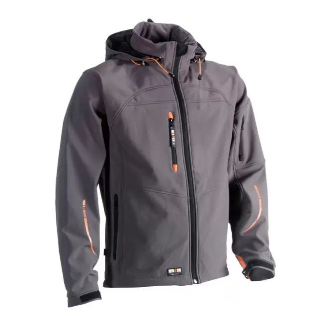 VESTE PERSONNALISABLE SOFTSHELL À CAPUCHE HEROCK® 'SEAN' - grey